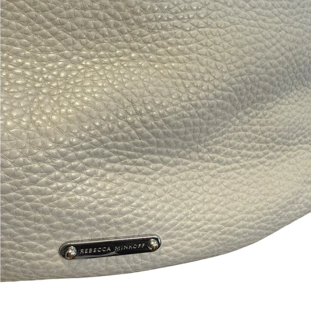 Rebecca Minkoff Pebbled Leather Hobo Shoulder Bag Light Grey